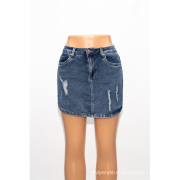 Женская джинсовая короткая юбка Оптовая элегантная джинсовая юбка